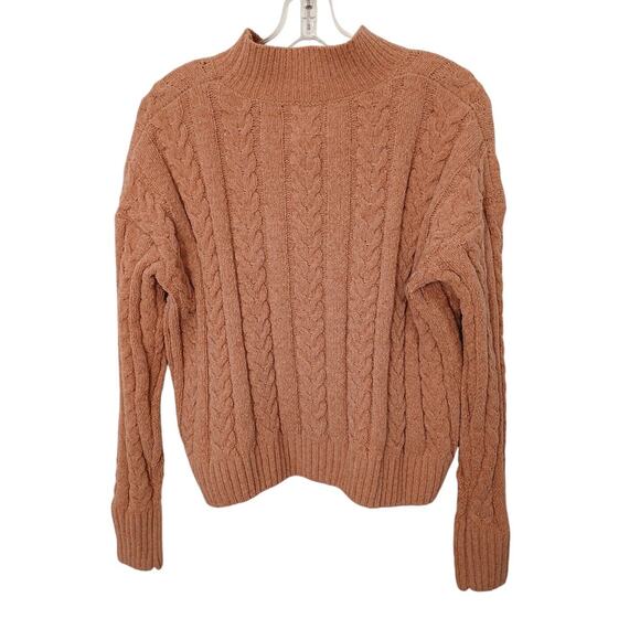 New w Tag Hippie Rose Chenile Sweater Sz M Neutral Cable Knit Cropped Preppy - Picture 5 of 12